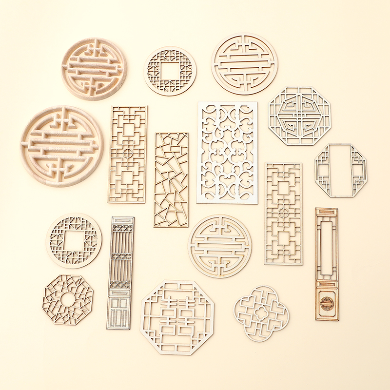 新中式复古风书法木质屏风蛋糕装饰插件国潮风简约木质蛋糕插件