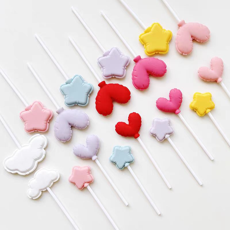 网红ins风软胶彩色花边五角星爱心白云烘焙蛋糕装饰摆件插件合集