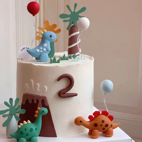 网红立体恐龙超人摆件儿童生日甜品台装扮插件蛋糕装饰软胶
