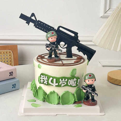 举枪烘焙配件生日蛋糕装饰