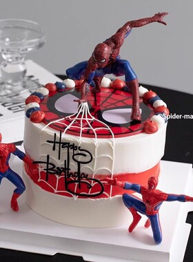 大号蜘蛛英雄超人蛋糕装饰底盘蜘蛛亚克力男孩生日蛋糕装饰插件款