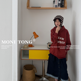 MONI 3色磨毛感戴帽贴布字母刺绣卫衣 中性款