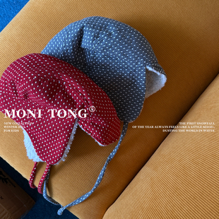 MONI 双面戴波点/羊羔绒飞行帽保暖防寒护耳帽雷锋帽