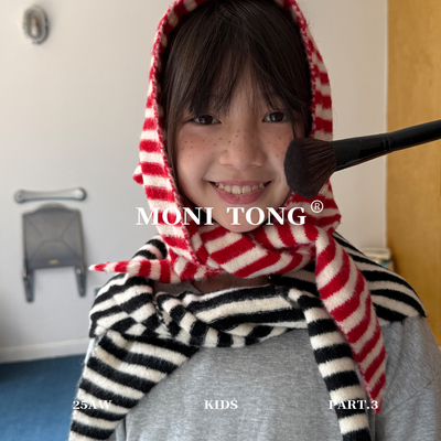 MONI 条纹小三角柔软小围巾围脖 含30%羊毛