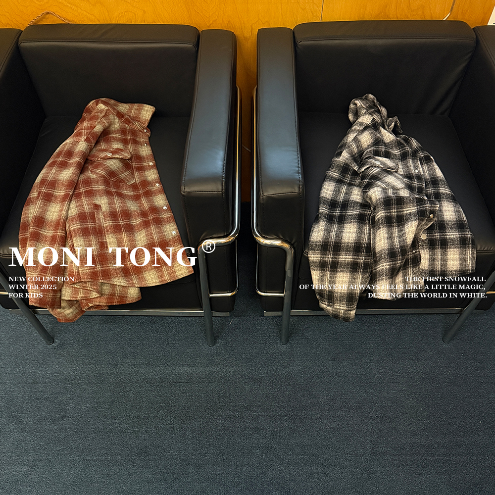 MONI 2色轻量保暖毛呢格子衬衫