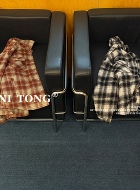 MONI 2色轻量保暖毛呢格子衬衫