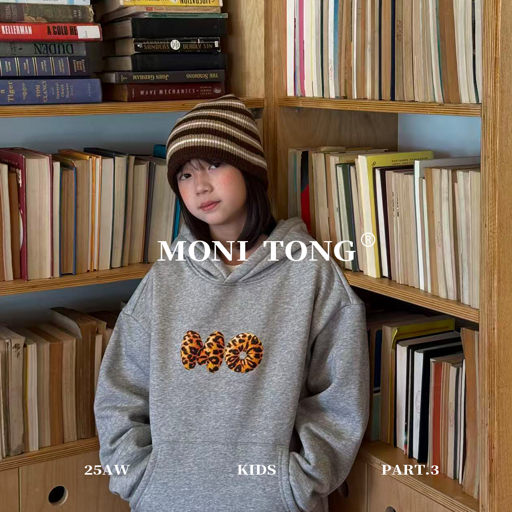 MONI 豹纹印花抗静电恒温暖皮戴帽卫衣(摇粒绒)