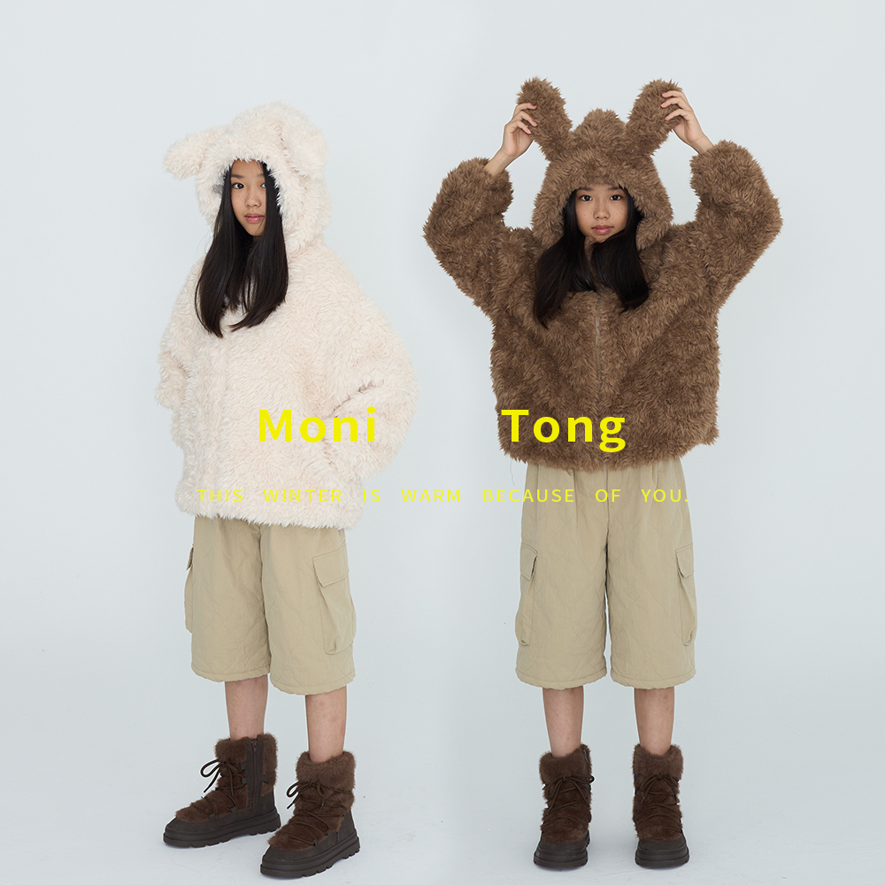 monitong厚款冬季戴帽兔耳朵