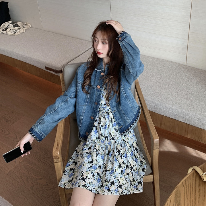 Real shot real price ~ Korean design fashion blue denim jacket for women