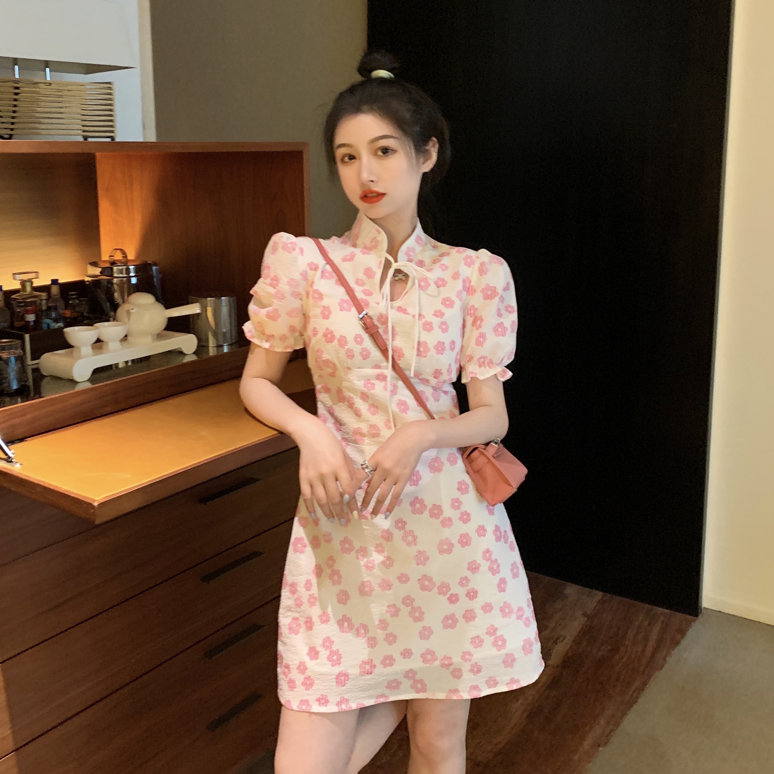 Real price ~ Guofeng improved cheongsam shows body texture, dress women's summer care machine shirt