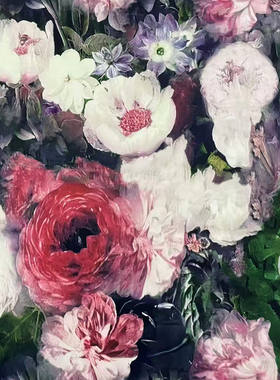 油画风绒布印花抱枕桌布沙发垫