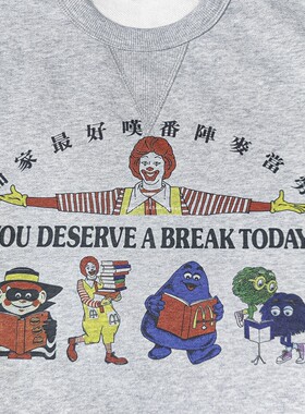 vintage老式香港复古小丑麦当劳叔叔男女长短袖T恤男士加厚秋卫衣