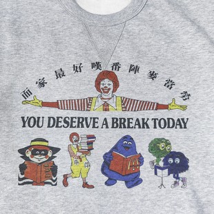 vintage老式香港复古小丑麦当劳叔叔男女长短袖T恤男士加厚秋卫衣