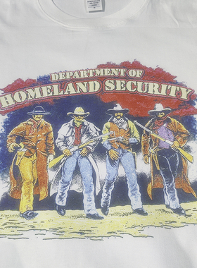 vintage美式复古西部cowboy牛仔印第安印花男短袖T恤男士半袖T恤