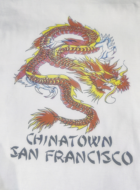 美式复古唐人街华人传统中国龙短袖T恤国潮复古男女半袖TEE夏季潮