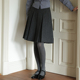 复古前后两穿百搭高腰羊毛混纺毛呢百褶裙女秋新款 a字半身裙中裙