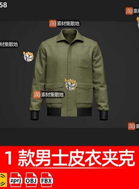 MD男士皮衣夹克CLO3D时尚皮革外套上衣服饰ZPRJ模型打版纸样文件
