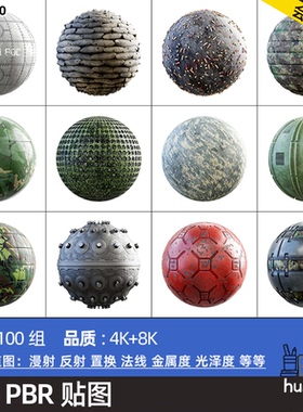 军事迷彩面料弹孔木箱材质贴图素材CGAxis PBR Textures Military