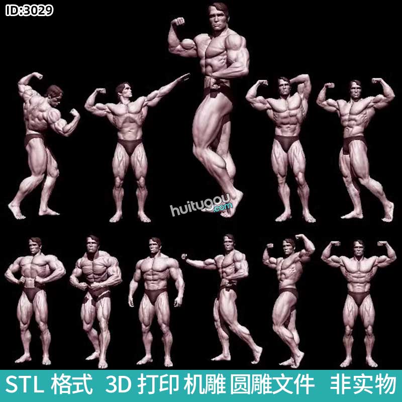 阿诺德施瓦辛格肌肉男健美圆雕机雕图STL文件3D打印模型图纸合集