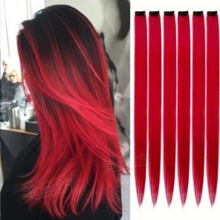 【五片装】更实惠彩色假发片挂耳染一片式隐形接发女童编发卷发片