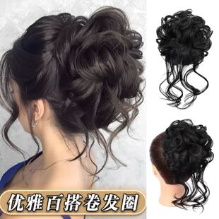 假发发苞女抓夹式千金花苞头卷发自然仿真丸子头龙须发圈盘发神器