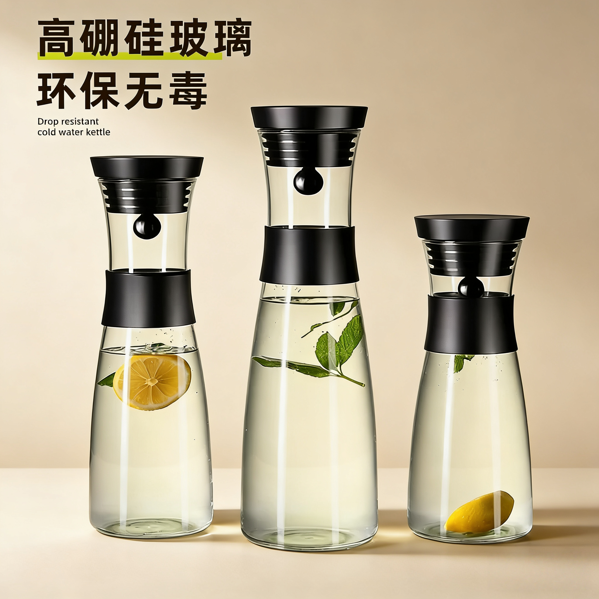 高硼硅玻璃冷水壶防漏轻薄大容量泡茶壶家用简约酒店专用凉水壶