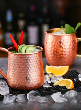 Moscow Mule 鸡尾酒杯锤点铜杯莫斯科骡子杯创意金属酒吧不锈钢杯