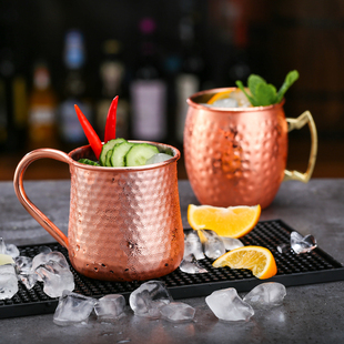 Moscow Mule 鸡尾酒杯锤点铜杯莫斯科骡子杯创意金属酒吧不锈钢杯