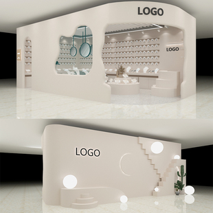 3D效果图制作女服装餐饮奶茶美甲美容院花店门头实体店铺装修设计