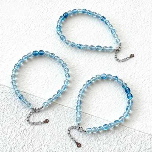 海蓝宝925银手链轻奢治愈手串