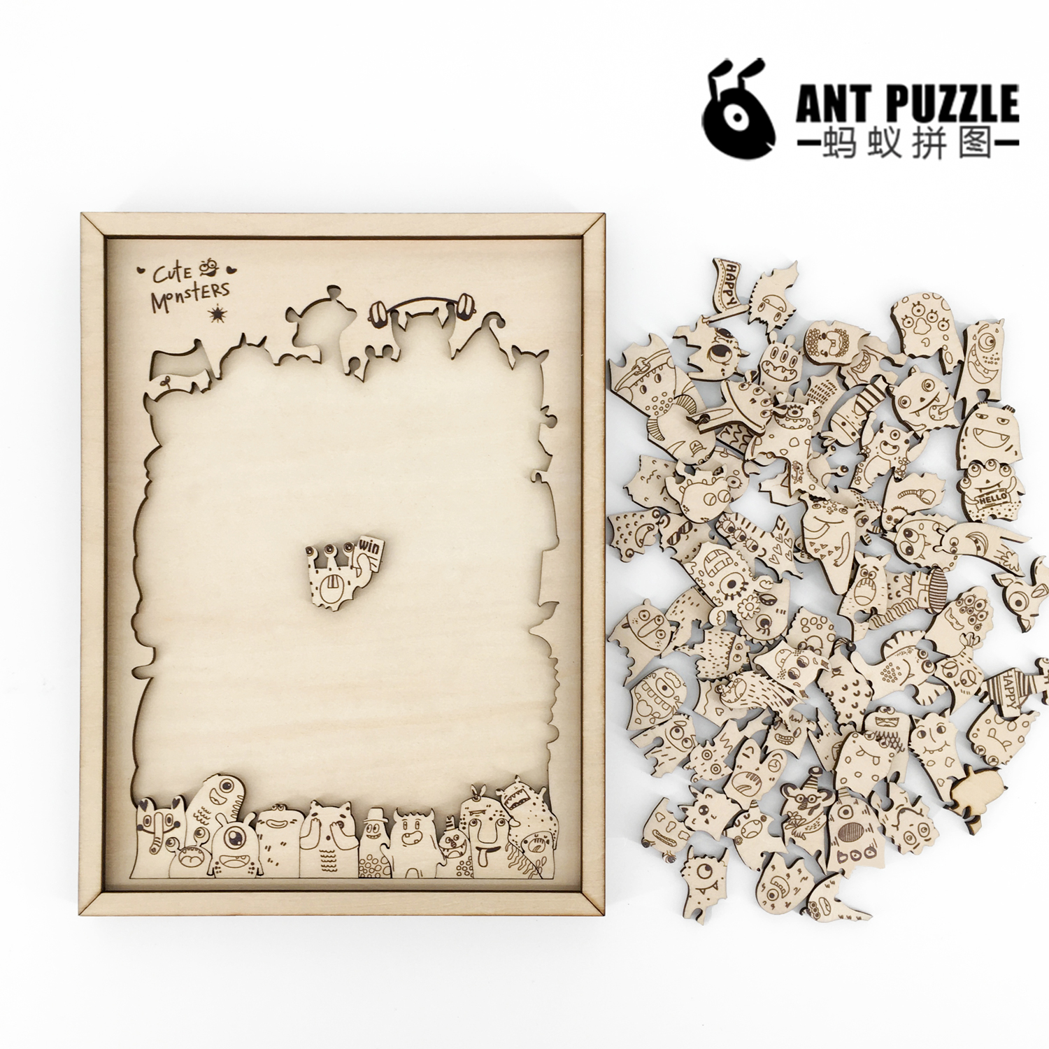 84只搞怪小怪物蚂蚁拼图地狱难度超难异形puzzle益智木质生日礼物