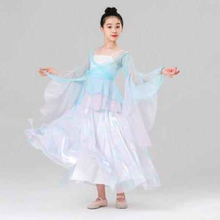 一朵小水母少儿女童古典舞蹈艺考级表演出服飘逸古风中国舞纱衣裙