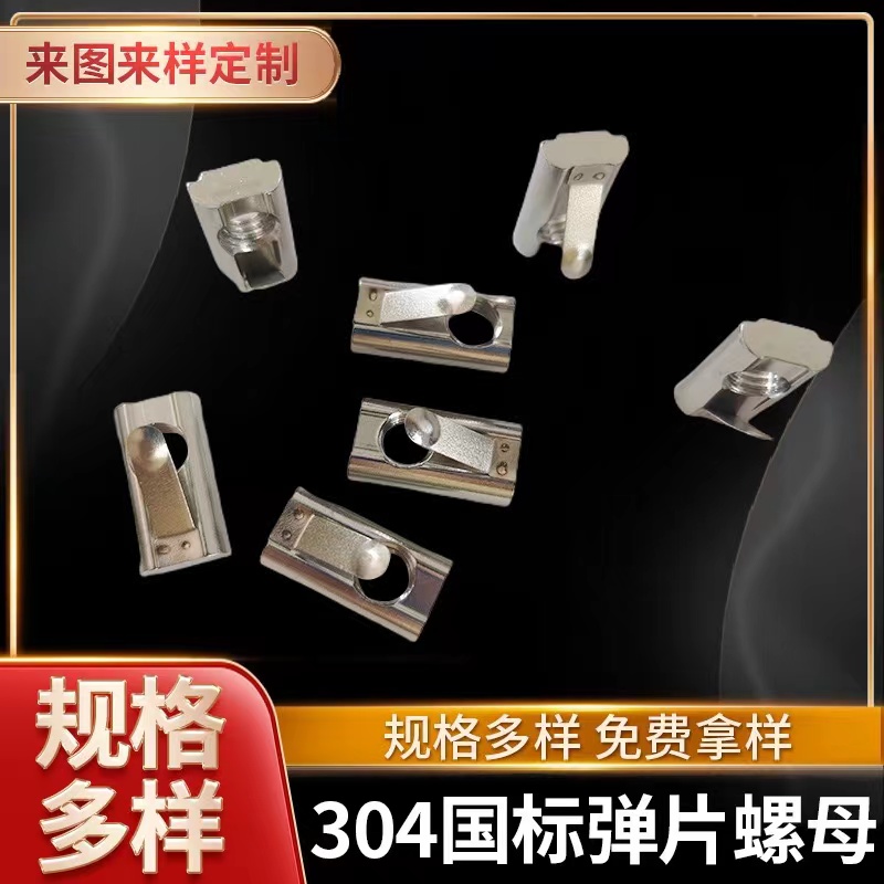 304不锈钢欧标弹片螺母国标单点弹片螺母M3M4M5M6M8铝型材配件
