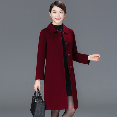高端大牌羊绒外套双面羊绒大衣女2025春秋中年妈妈礼服大衣羊毛呢
