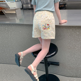 女童夏装短裤儿童2025新款洋气时髦大童凯蒂猫裤子女孩夏季五分裤