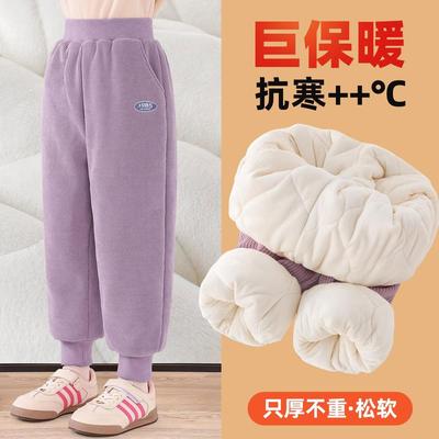 女童冬季加绒加厚运动裤