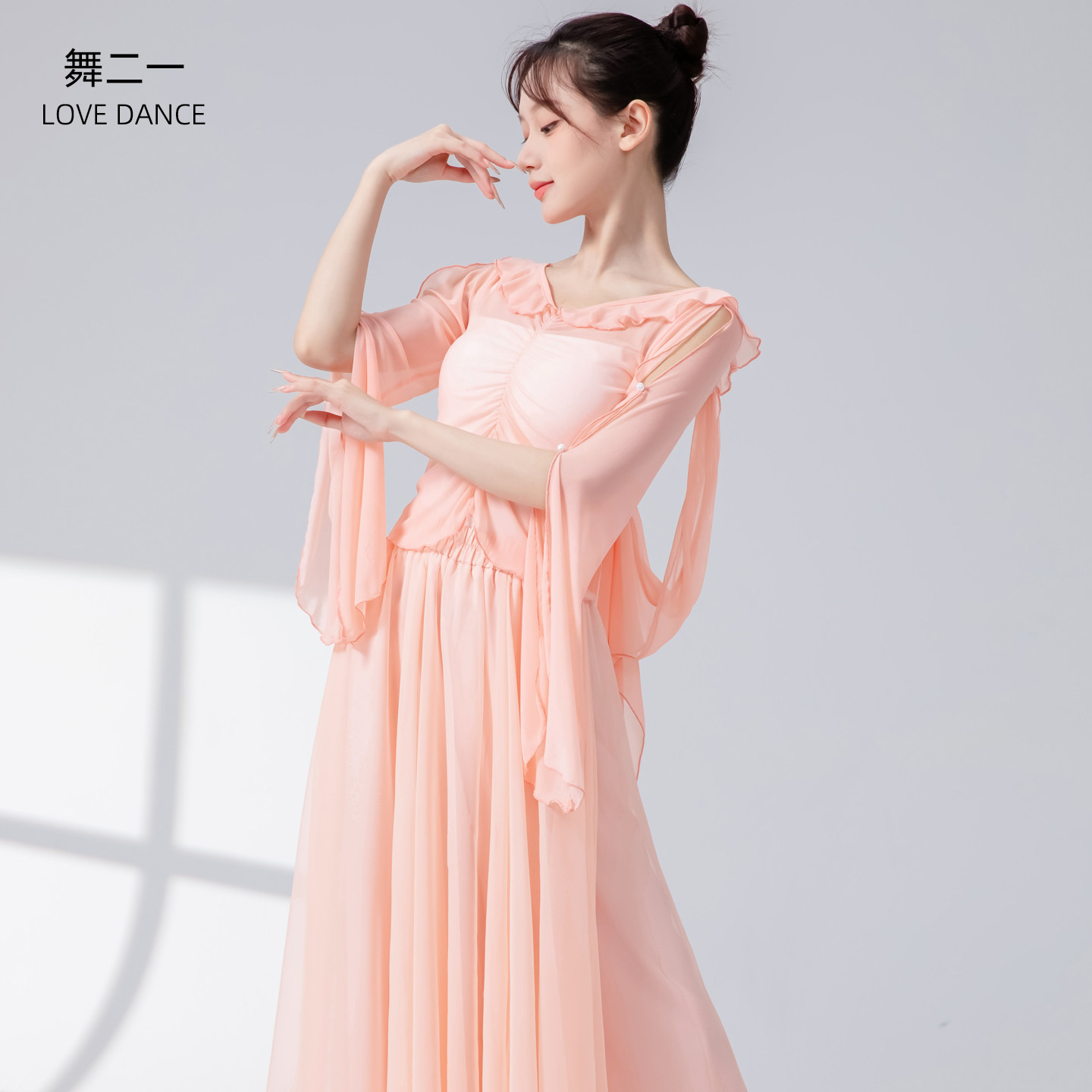 舞二一古典舞练功服仙气飘逸纱衣中国舞网纱演出服上衣现代舞蹈服