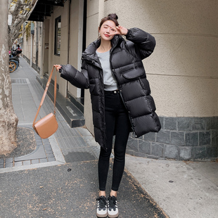 2025冬季新款黑色羽绒服女90白鸭绒外套中长款显瘦加厚小个子外套