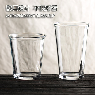 创意翻口玻璃杯商用咖啡杯鸡尾酒冷饮杯耐高温可微波炉牛奶早餐杯