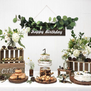 小红书同款超火森系木纹挂牌宝宝周岁满月生日布置装饰名字定制