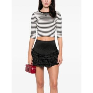 法单S家 2026早春时髦精层叠荷叶边蛋糕裙高腰纯色甜辣短裤女