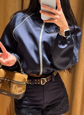 法单S家 26春法式简约立领撞色明线插口袋夹克短外套女SFPBL01291