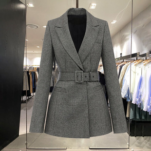 外套女2025年春装 小西装 新气质职业休闲西服 系带收腰长袖 复古时尚