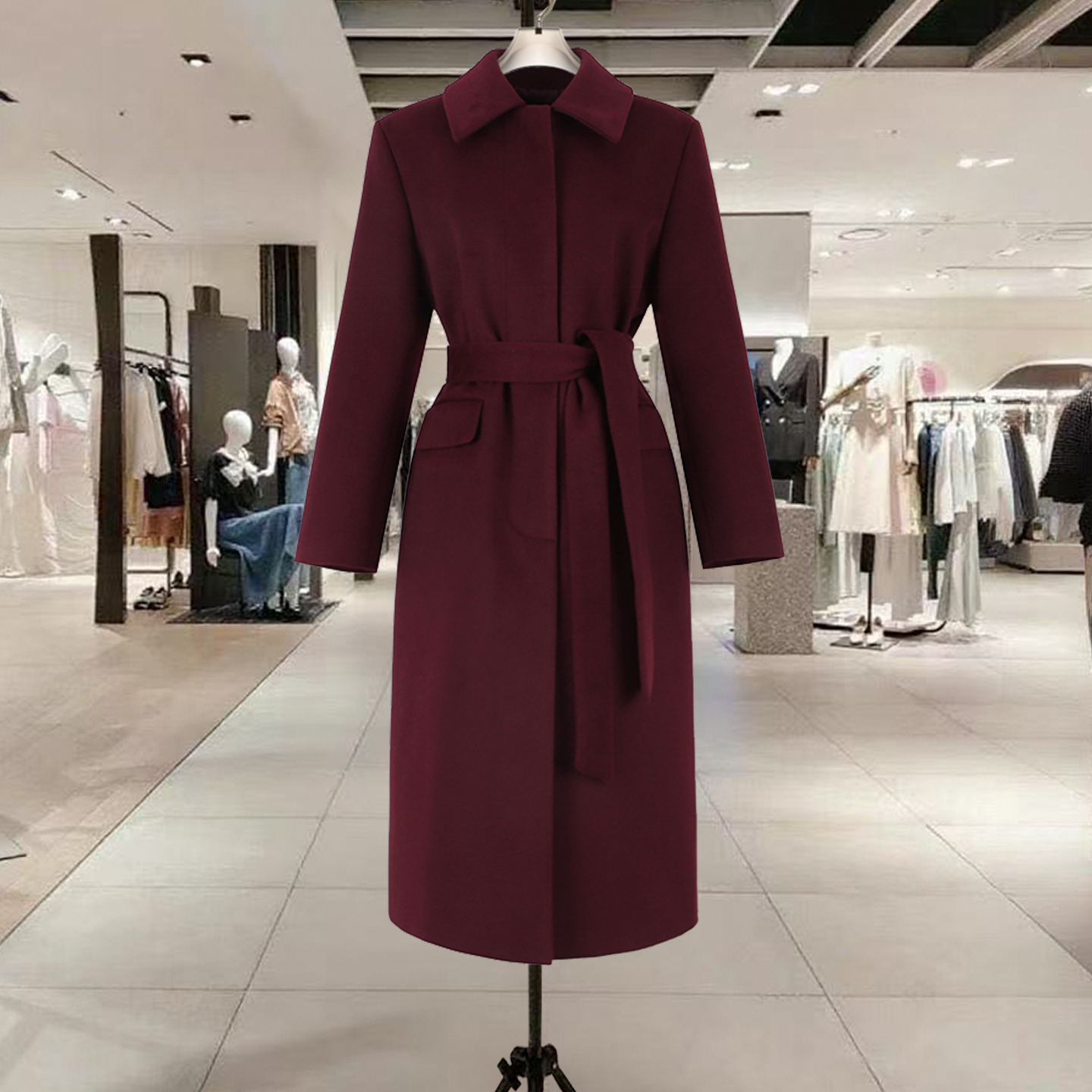 高级感巨好看系带显瘦毛呢外套女