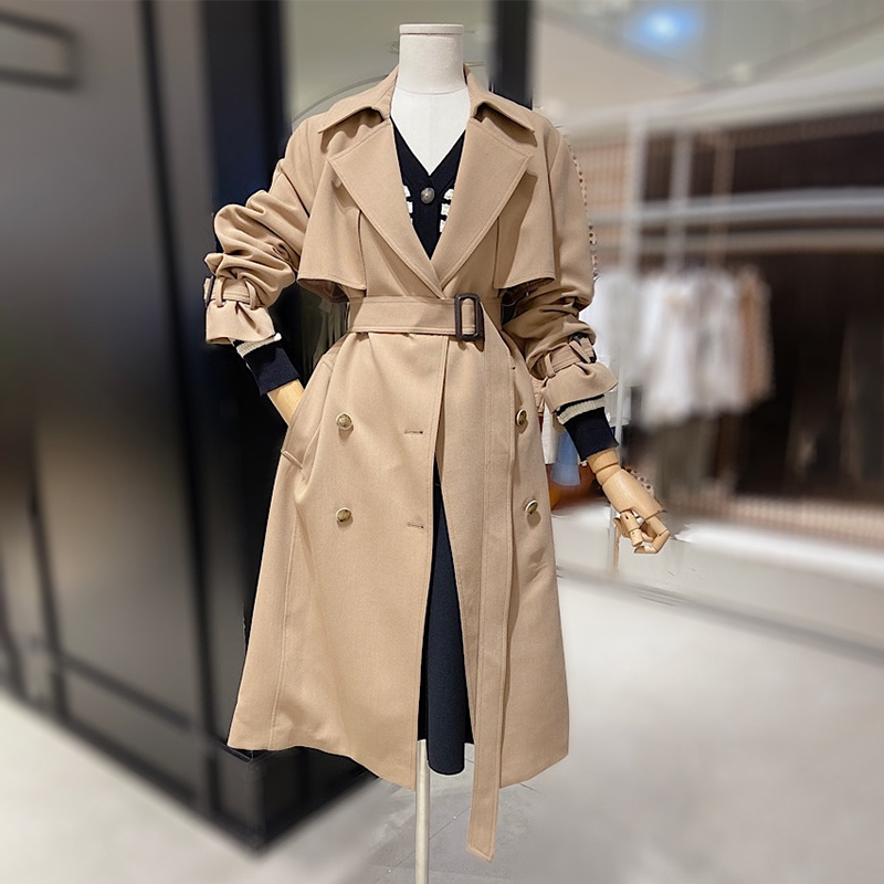 高级感卡其色中长款风衣女风衣
