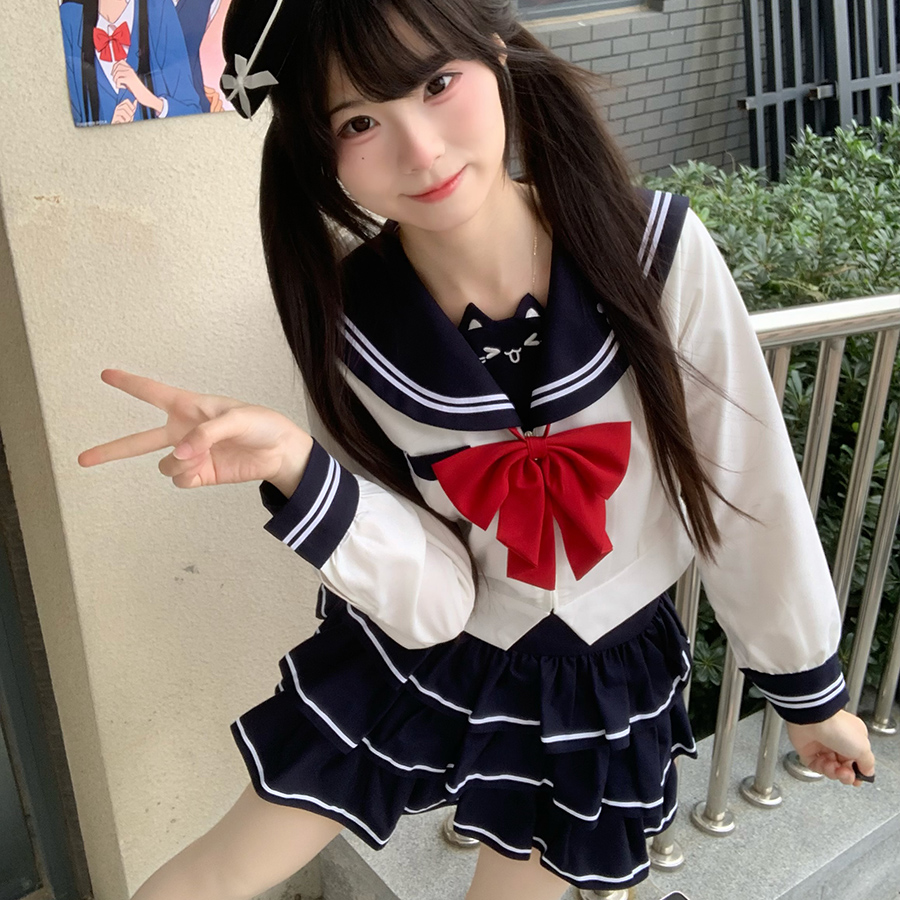 魔法猫北璃酱JK水手服收腰套装