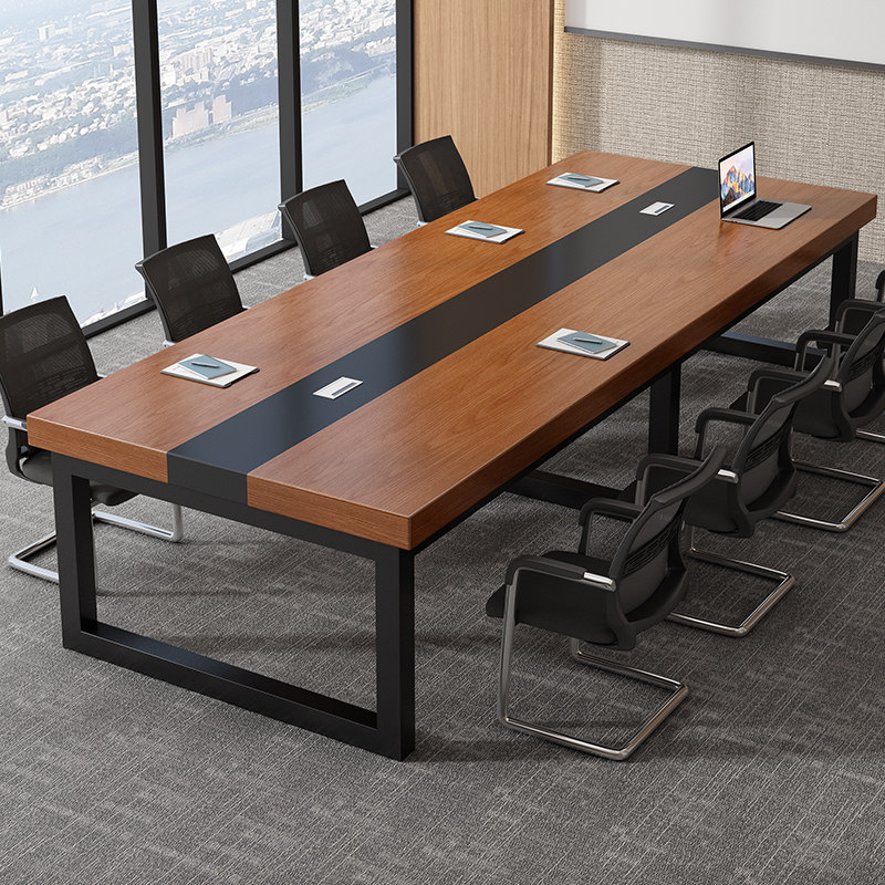 实木会议桌长桌简约现代大板桌洽谈长条桌简易工作台办公桌椅组合