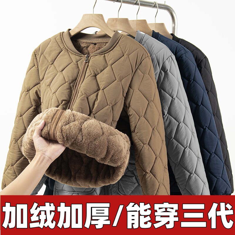 加绒加厚男士秋冬保暖棉衣大码冬