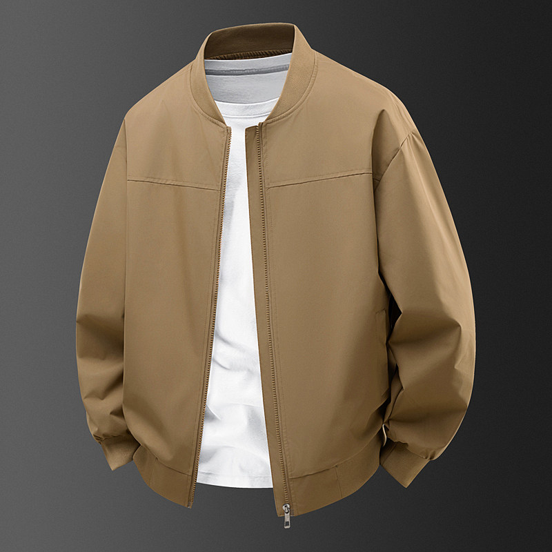 2026春季新款男士立领免烫抗皱夹克宽松百搭大码双层春秋外套男
