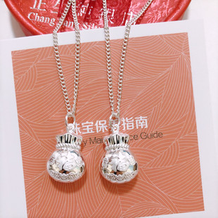 香港正生纯银男女宝宝福袋项链足银999纯品送满月周岁生抖音同款